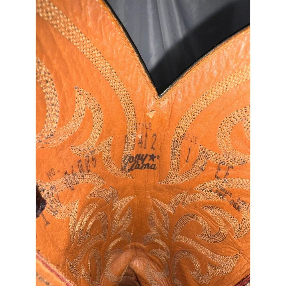 Tony Lama Mens Black Cherry Leather Western Cowboy Boots 03412 Burgundy 8.5 EE - Picture 8 of 12